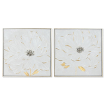 Paveikslas Home ESPRIT Balta Auksinis polistirenas Drobė Gėlė Shabby Chic 62 x 4,5 x 62 cm (2 vnt.)