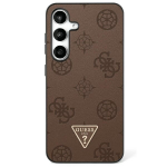 Guess grūdinto dizaino rudos spalvos MagSafe dėklas su bijūnų ra&scaron;tu Samsung Galaxy S25