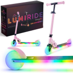 Sulankstomas dviračių paspirtukas vaikams, reguliuojamas, Lumiride LED 7 spalvos, 20 programų, rožinis, Sun Baby
