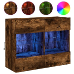 Sieninė Televizoriaus spintelė，TV spintelė，TV staliukas su LED lemputėmis, dūminė, 78,5x30x60,5cm CFE300549