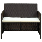 Dvivietė sodo sofa，Lauko sofa su pagalvėlėmis, rudos spalvos, poliratanas CFE27681