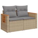 Dvivietė sodo sofa，Lauko sofa su pagalvėlėmis, smėlio spalvos, poliratanas CFE57717