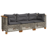 Trivietė sodo sofa，Lauko sofa su pagalvėlėmis, pilkos spalvos, poliratanas CFE86730