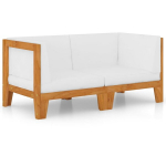 Dvivietė sofa，Poilsio sofa su kreminėmis pagalvėlėmis, akacijos masyvas CFE22569