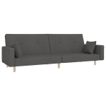 Dvivietė sofa-lova，Poilsio sofa su dvejomis pagalvėmis, pilka, audinys CFE21515
