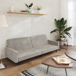Dvivietė sofa-lova，Poilsio sofa, &scaron;viesiai pilkos spalvos, aksomas CFE77344