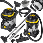 Pramoninis dulkių siurblys Asaka ASVC25L, 2200 W, 25 l, sausam ir &scaron;lapiam valymui, su HEPA filtru, filtro kratytuvu, pūtimo funkcija ir elektros lizdu