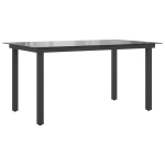 Sodo stalas，Lauko stalas, juodas, 150x90x74cm, aliuminis ir stiklas CFE636895