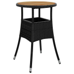 Sodo stalas，Lauko stalas, juodas, 60x75cm, akacijos mediena ir poliratanas CFE518909