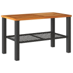 Sodo stalas，Lauko stalas, juodas, 70x38x42cm, poliratanas/akacijos mediena CFE796670