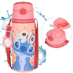 DISNEY Stitch aliuminio TERMINALINIS BUTELIS, gertuvė, VANDENS BUTELIS su dirželiu per petį, mergaitėms 600 ml