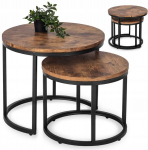 Kavos staliukas Apvalus 2in1 suoliukas Svetainės palėpė Rustic Oak Black FIGO