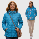 Dvipusė striukė moterims Fashion, mėlyna