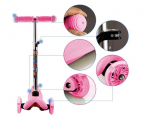Triratis su LED ratukais ir reguliuojamu balansiniu vairu Scooter, rožinis