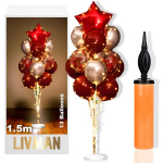 Balionų stovas LIVMAN LX-01 su 13 balionų, 2 LED &scaron;vieselių girliandomis ir komplekte esančiu balionų pripūtimo pompa, 1,5m