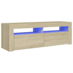 Televizoriaus spintelė su LED ap&scaron;vietimu, 120x35x40 cm, ruda