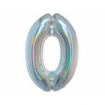 Folijinis balionas Beauty & Charm, numeris 0, holografinis, sidabrinis, 76 cm