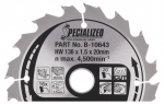 T.C.T. pjūklas Specialized 136X1.5X20mm 20&deg; T16 B-10643 Makita