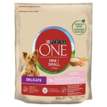 Purina One Mini Delicate mažų veislių &scaron;unims su la&scaron;i&scaron;a ir ryžiais, 800 g