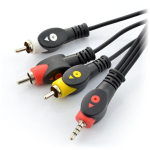 jack 3.5 keturių kontaktų kabelis 3 x rca 3 m