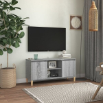 TV spintelė su medinėmis kojelėmis, 103,5x35x50 cm, pilka