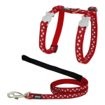 Cat Harness TicWatch Style petne&scaron;os su dirželiu katėms, raudonos su žvaigždėmis