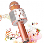 WS-858 belaidis karaoke mikrofonas- Bluetooth rankinis garsiakalbis, rožinis auksas