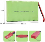 1 vnt. 7,2 V 2400 mAh Ni-MH AA JST įkraunama baterija, skirta RC sunkvežimiams