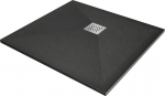 Kvadratinis du&scaron;o padėklas Mexen Stone+ su sifonu, Anthracite, 70/80/90/100 cm