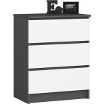 Komoda Akord K60 3SZSZ, grafito/balta