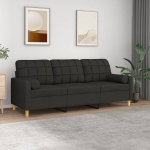 Trivietė sofa vidaXL, juoda