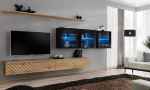 7-ių dalių svetainės baldų komplektas ASM Switch XVII L, ruda/juoda