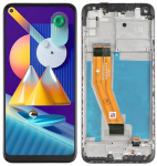 Originalus LCD + jutiklinis ekranas "Samsung SM-M115F M11 IPS" (restauruotas) Rėmelis juodas