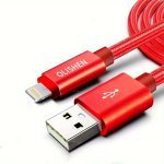 Nailoninis Lightning USB laidas, Raudona