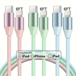 USB-C greito įkrovimo laidas iPhone, Įvairių spalvų: 3/pak