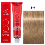 Profesionalūs plaukų dažai Schwarzkopf Professional IGORA Royal, 8-4 Light Blonde Beige, 60 ml
