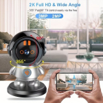 I&scaron;manioji saugos kamera, pie&scaron;tuko dizainas, 2K 360&deg; WiFi. , Kamera (be atminties kortelės)