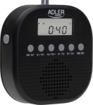 Vonios kambario radijas - ADLER - AD 1912 - IPX4 atsparus vandeniui - FM 87,5-108 MHz - LCD ekranas, dviguba žadintuvo funkcija