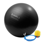 Gimnastikos kamuolys HMS YB02 65 cm su pompa, juodas