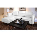 Kampinė trivietė L formos sofa, balta, Balta