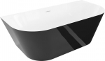 Mexen Oval Slim laisvai pastatoma vonia prie sienos 170 x 80 cm, balta/juoda, baltas persipylimas - 52661708075-20, 170 x 80 cm