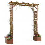 Sodo arkos su vazonų dėžėmis ir kabančiu stogu 208x56x221 cm, kaimi&scaron;ka ruda