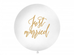 Didelis balionas 100 cm Just married, baltas