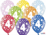 Balionai 30 cm 4th Birthday Metallic, įvairių spalvų, 6 vnt.
