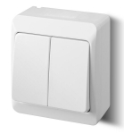 Elektro-plast Hermes dvigubas jungiklis baltas 0332-02