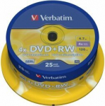"verbatim dvd+rw", matinis sidabrinis, 43489, 4,7 gb, 4x, su vija, 25 vnt., be spausdinimo galimybės, 12 cm, skirtas duomenų archyvavimui