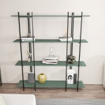 Knygų lentyna Kalune Design Moss 875ZNA4551, juoda/žalia