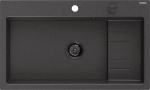Granitinė virtuvinė plautuvė Mexen Omar su sifonu, Black granite/Black