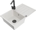 Granitinė virtuvinė plautuvė Mexen Bruno su mai&scaron;ytuvu ir sifonu, White/Black