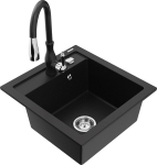 Granitinė virtuvinė plautuvė Mexen Vito su mai&scaron;ytuvu ir sifonu, Black
